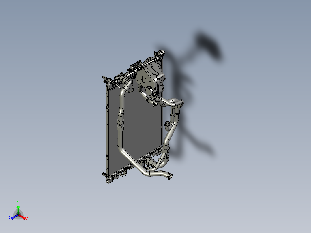 汽车空调散热器总成正等轴测图