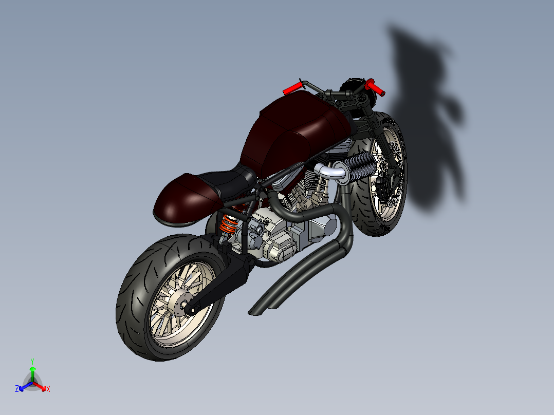 Madmax 250经典摩托车正等轴测图