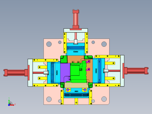 日系打印机主体复杂模具设计前视缩略图