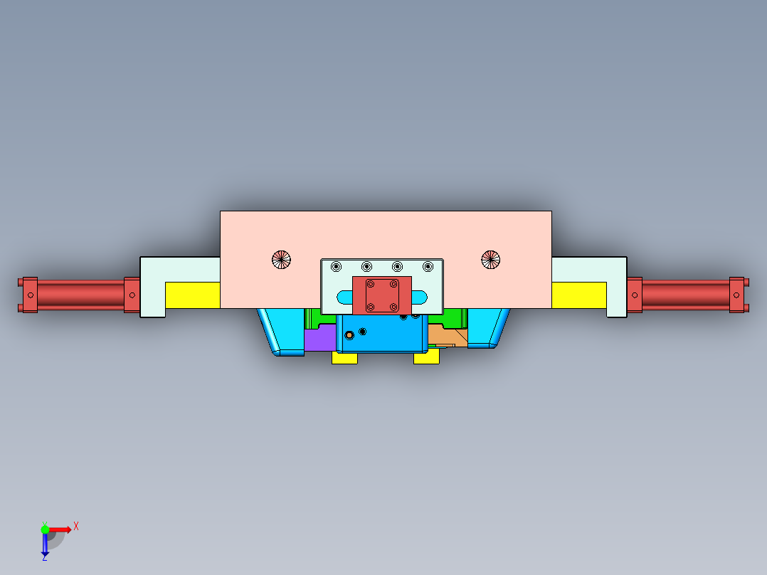 日系打印机主体复杂模具设计俯视图