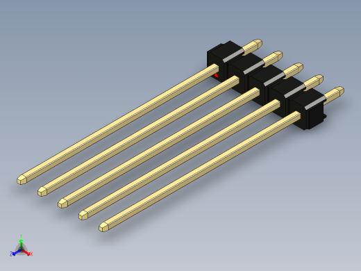 彩色公头100mil（2.54mm）系列-DS1021_black_1x05p_100mil_Type43_rev1.0正等轴测缩略图
