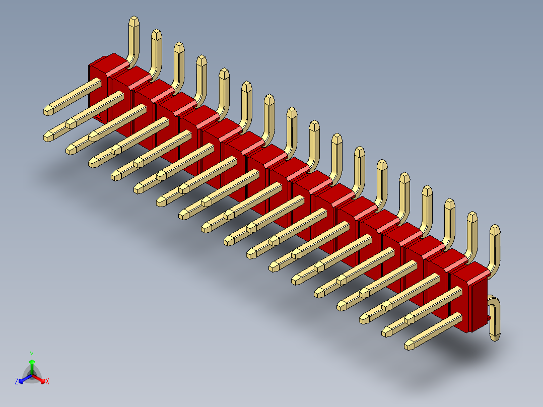 彩色公排针 100mil 2.54mm 系列-DS1022_red_34p_100mil_TypeSMT_rev1.0主视图