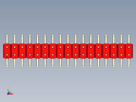 彩色公排针 100mil 2.54mm 系列-DS1022_red_34p_100mil_TypeSMT_rev1.0前视缩略图