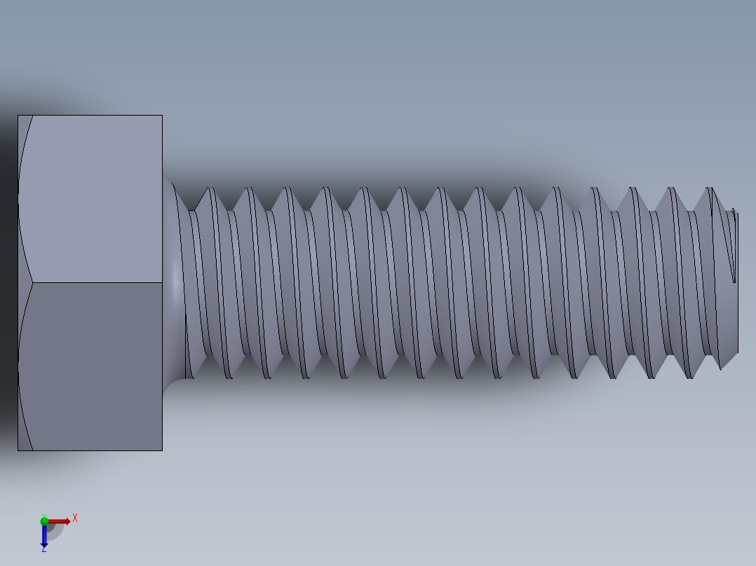 UNC 六角螺栓-Hex Bolt 0.250-20 x 0.750.SLDPRT俯视图