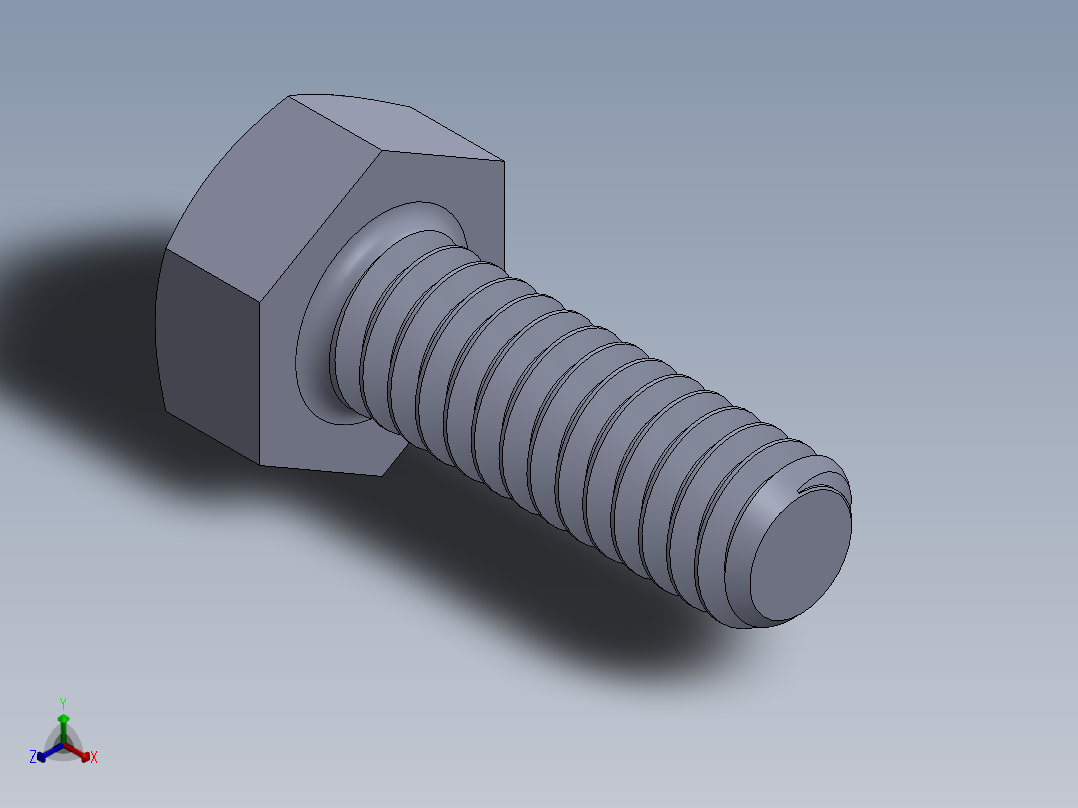 UNC 六角螺栓-Hex Bolt 0.250-20 x 0.750.SLDPRT正等轴测图