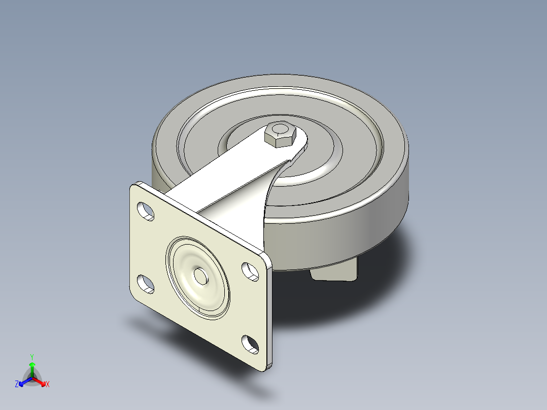 中荷重腳輪(1000N)5578-3D多系列多零件图纸模型主视图