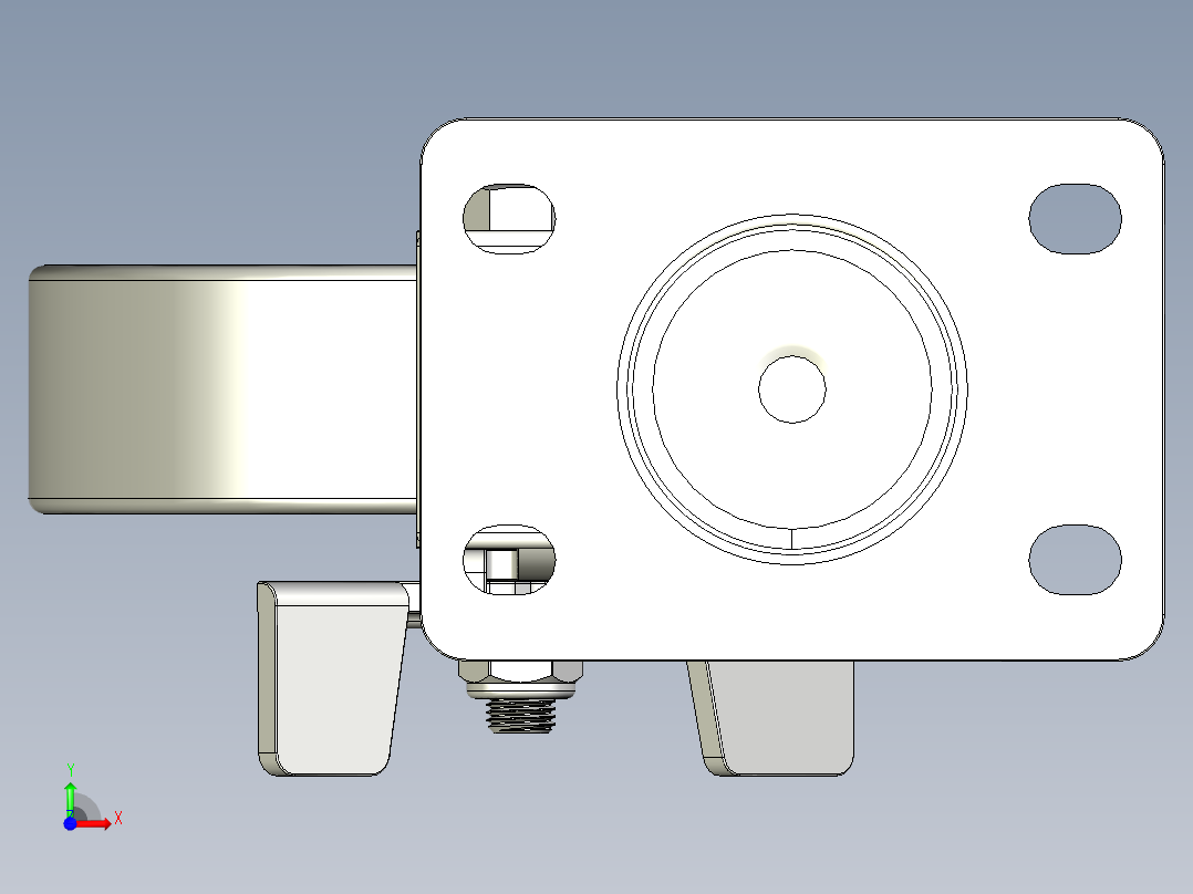 中荷重腳輪(1000N)5578-3D多系列多零件图纸模型前视图