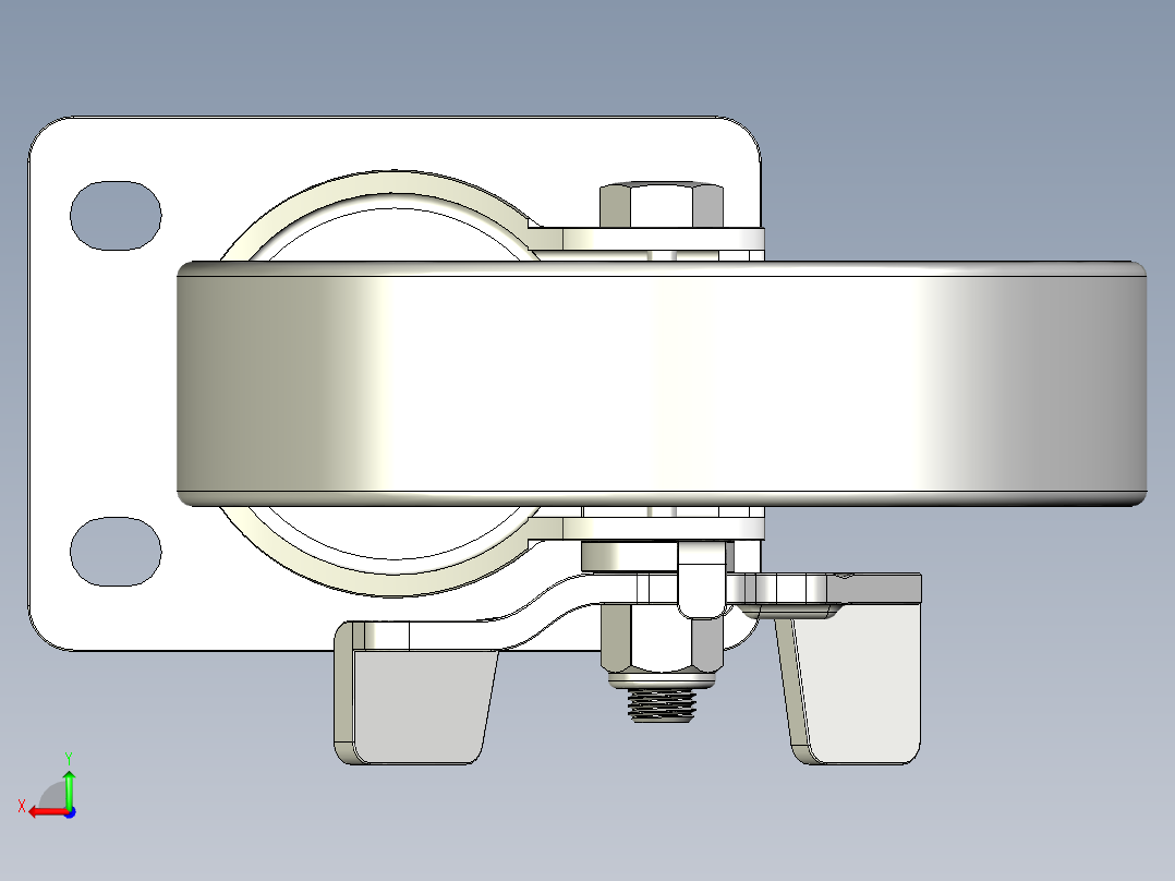 中荷重腳輪(1000N)5578-3D多系列多零件图纸模型后视图