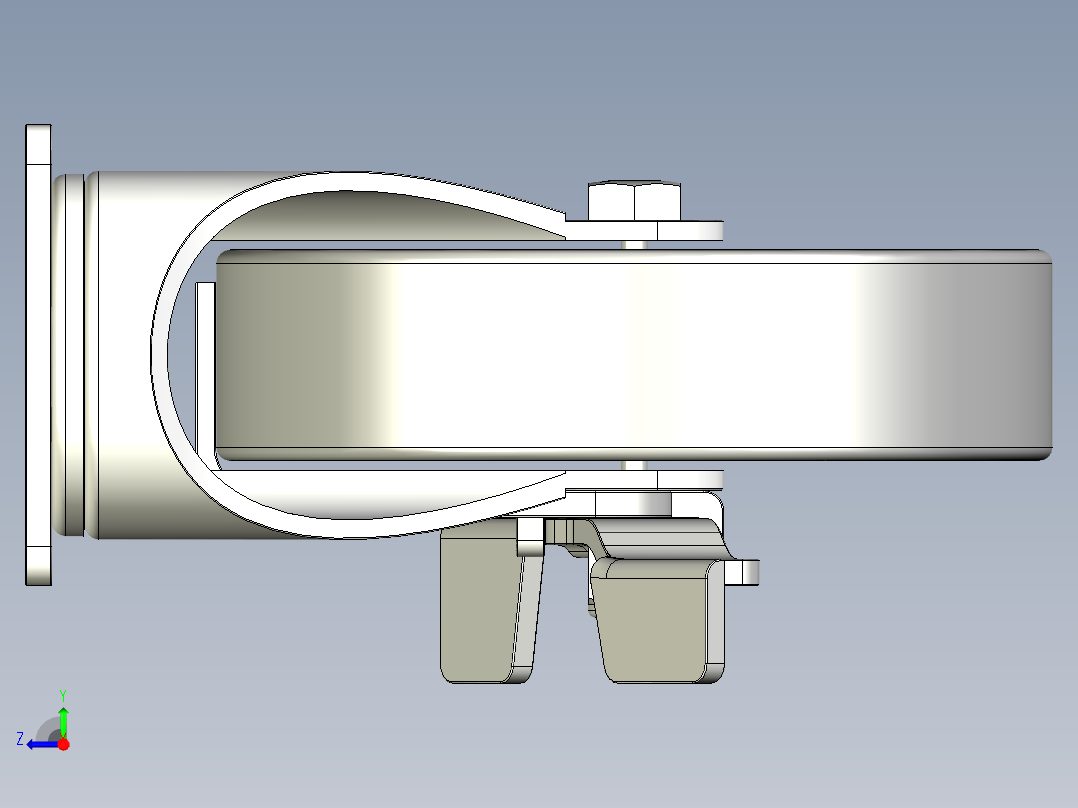 中荷重腳輪(1000N)5578-3D多系列多零件图纸模型右视图