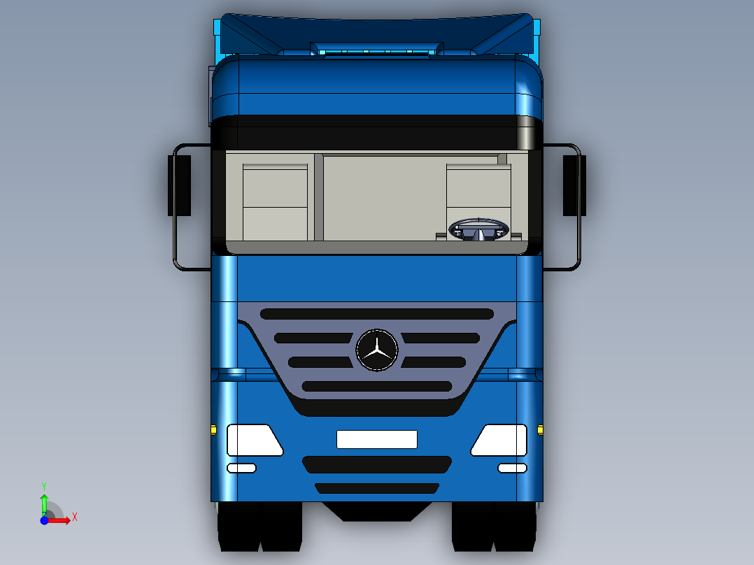 奔驰卡车货车集装箱车前视图