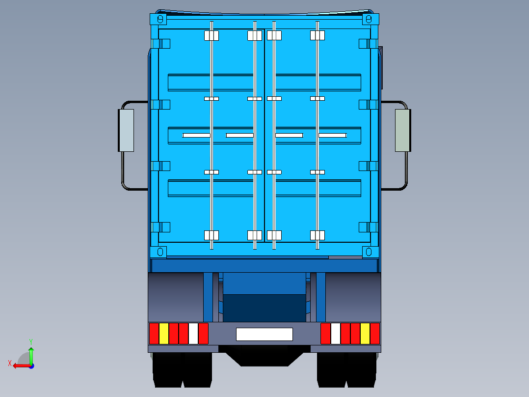 奔驰卡车货车集装箱车后视图