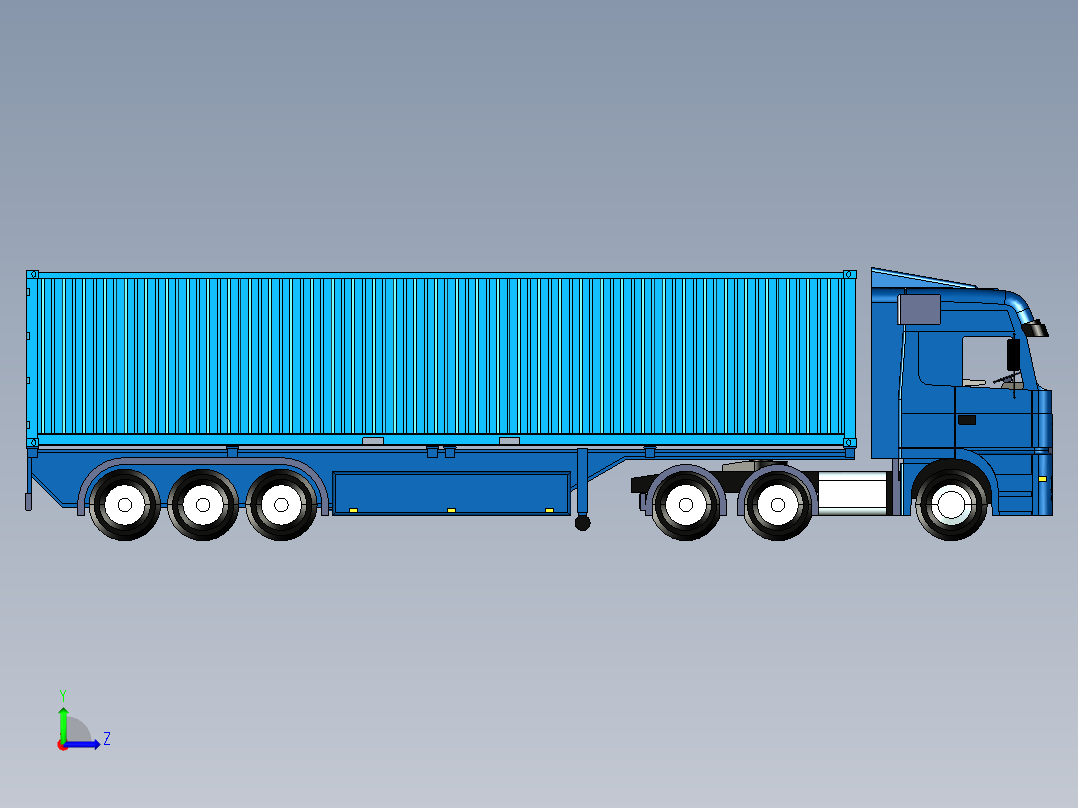 奔驰卡车货车集装箱车左视图