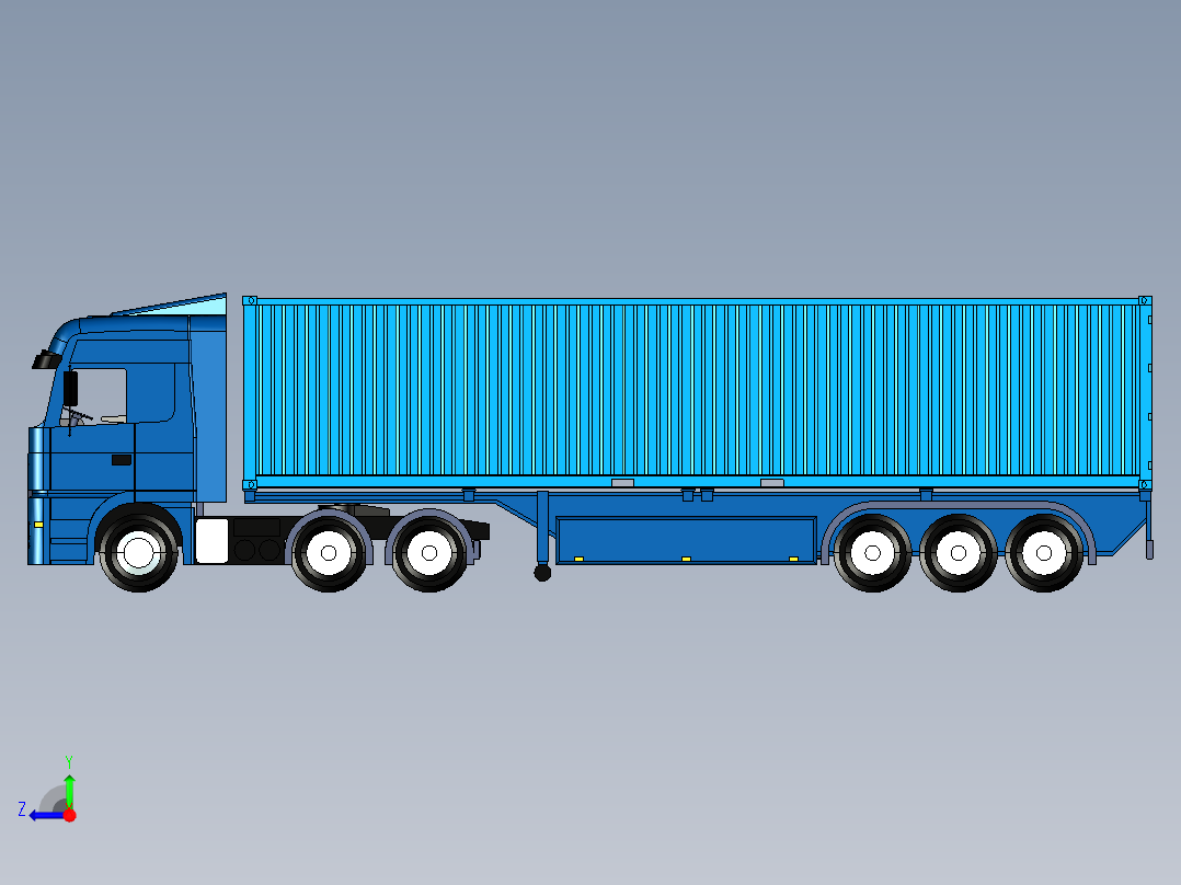 奔驰卡车货车集装箱车右视图