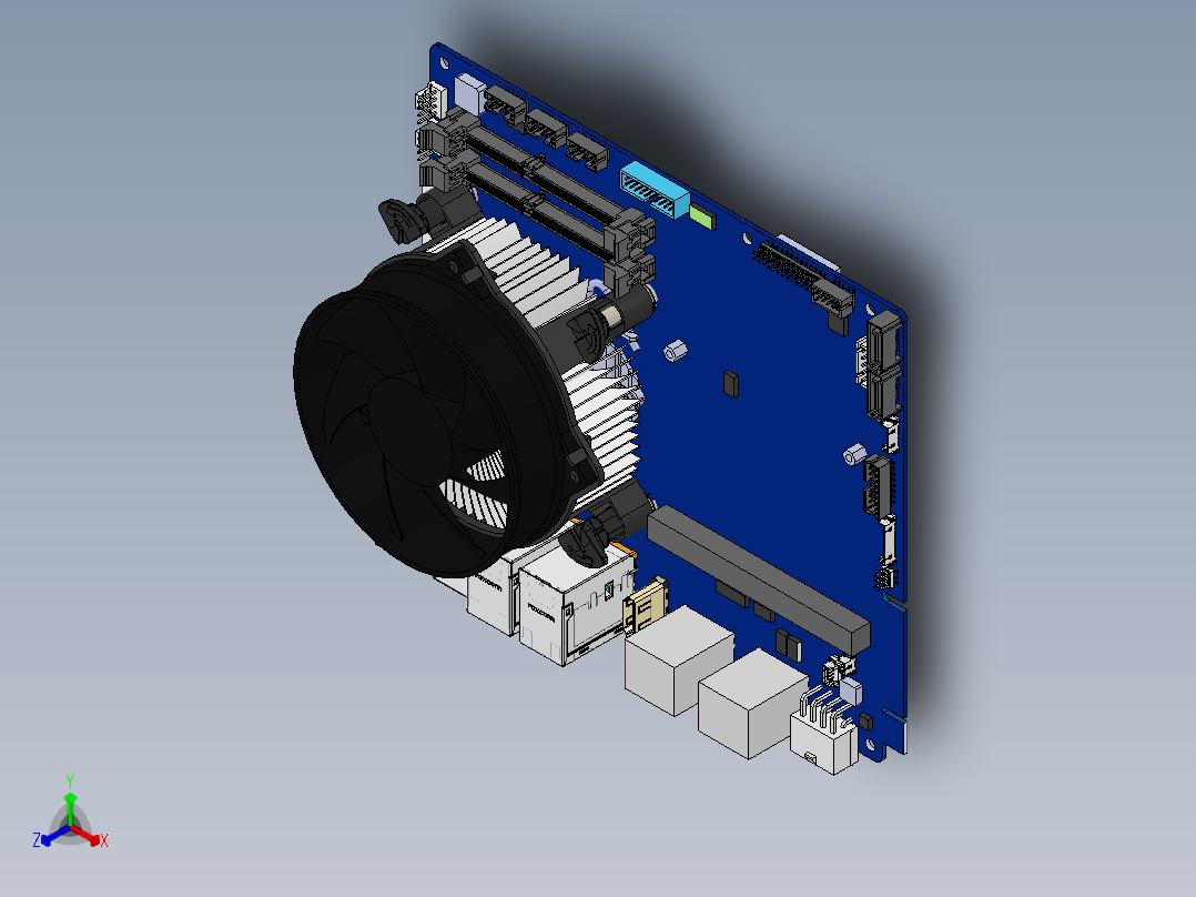 主板散热器 (3)正等轴测图