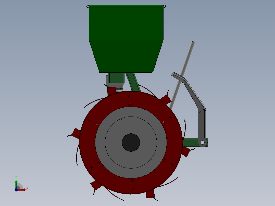 气吸式鸭嘴穴播精量播种器前视图