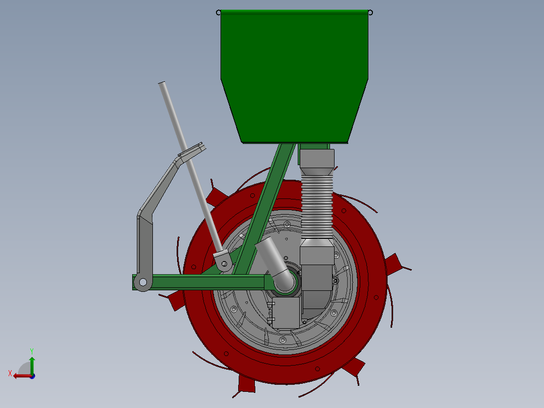 气吸式鸭嘴穴播精量播种器后视图