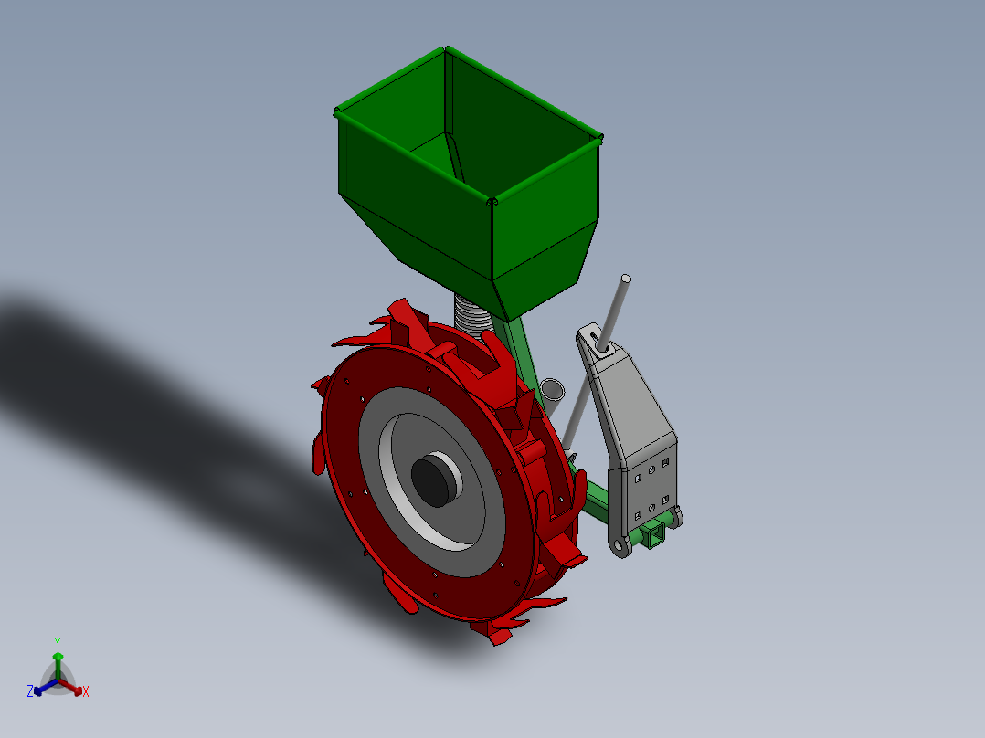 气吸式鸭嘴穴播精量播种器正等轴测图