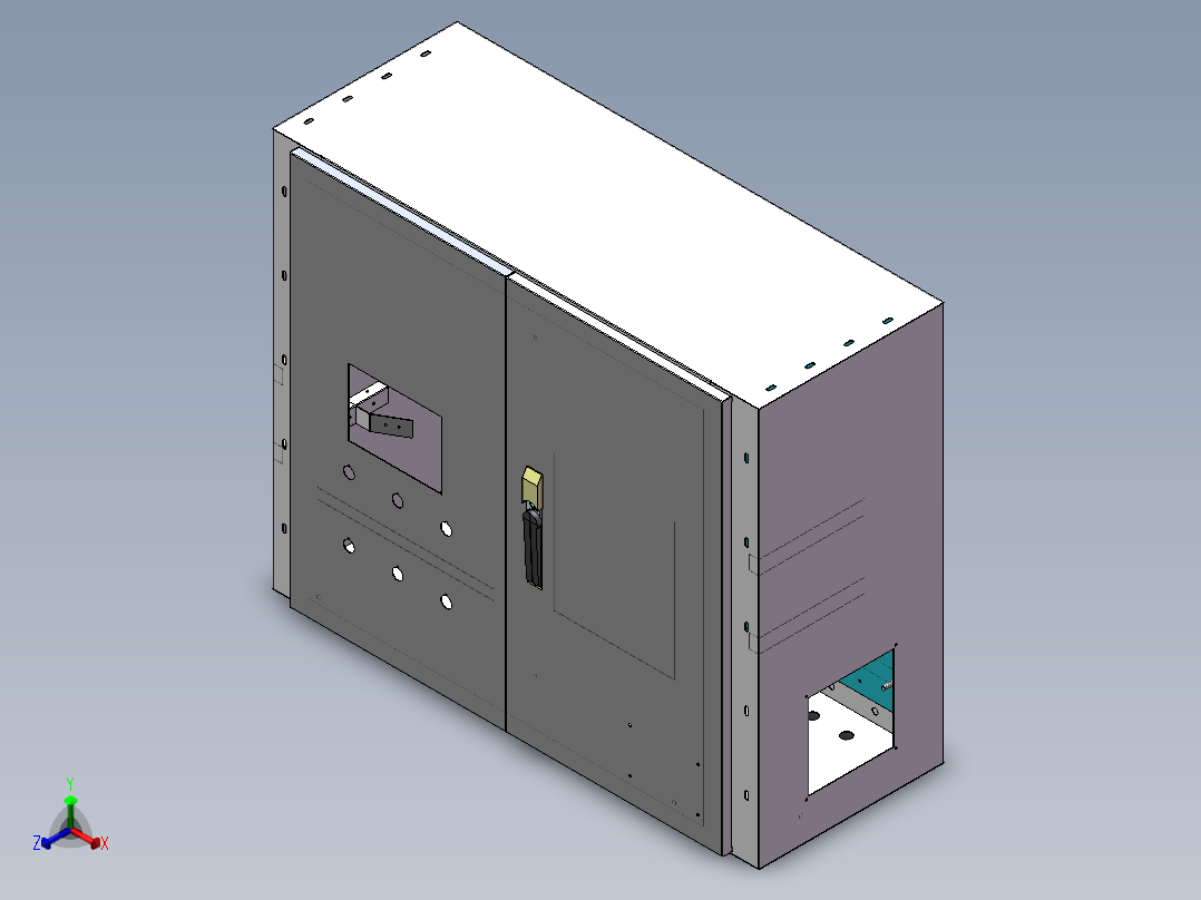 电控柜、框架式电器柜，碳钢板1.2mm正等轴测图