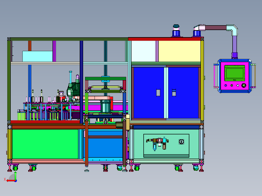 全自动在线式电路板测试生产线后视图