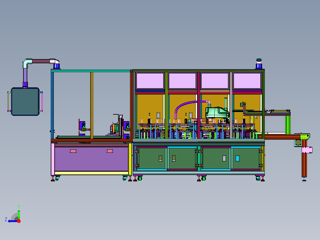 全自动在线式电路板测试生产线右视图