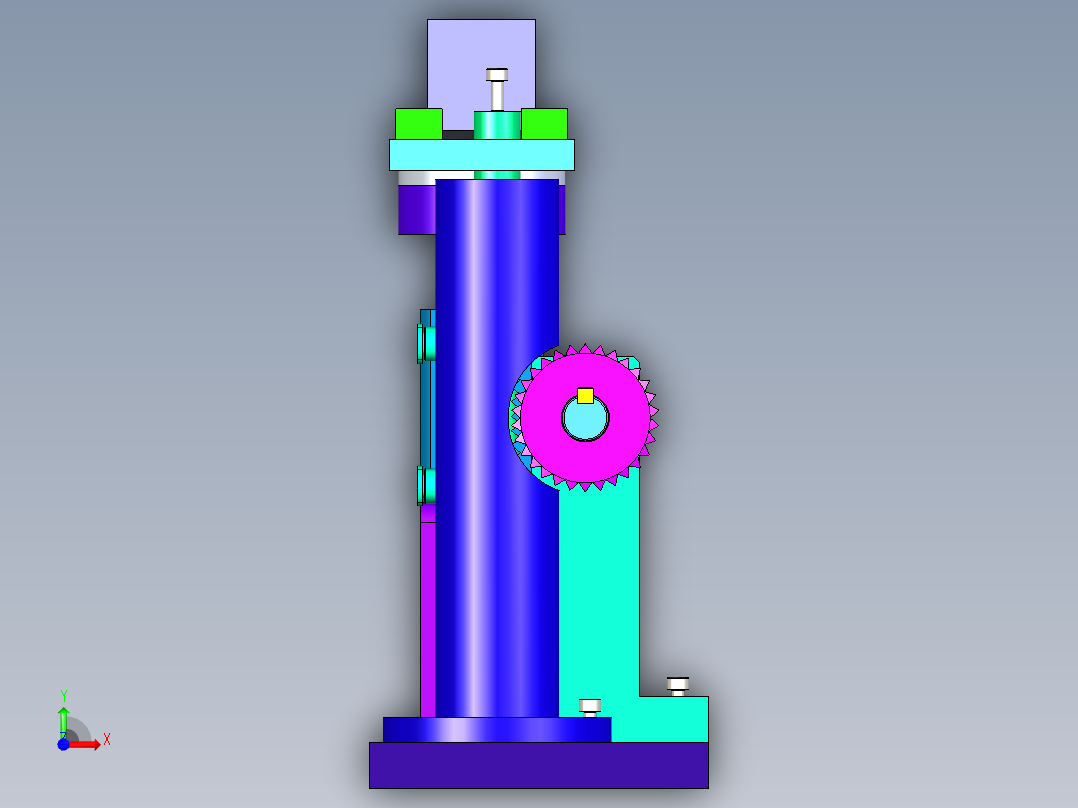 气缸顶升同步机构顶升机构前视图