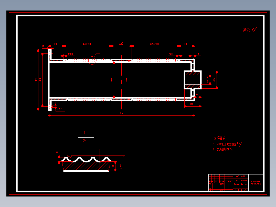 海委某水利枢纽节制闸2x250kN-1.43m.min-10m固定卷扬启闭机设计6张CAD图
