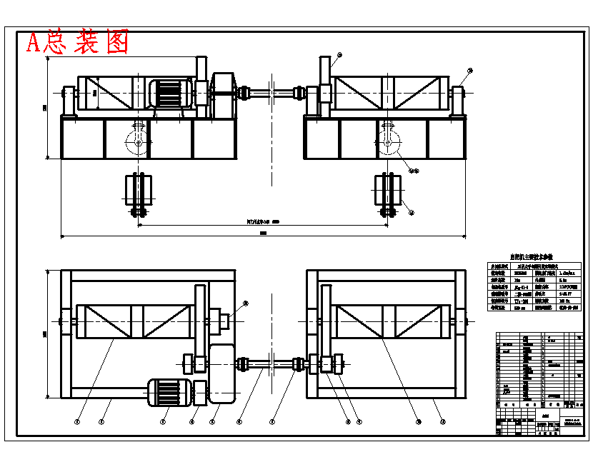 海委某水利枢纽节制闸2x250kN-1.43m.min-10m固定卷扬启闭机设计6张CAD图