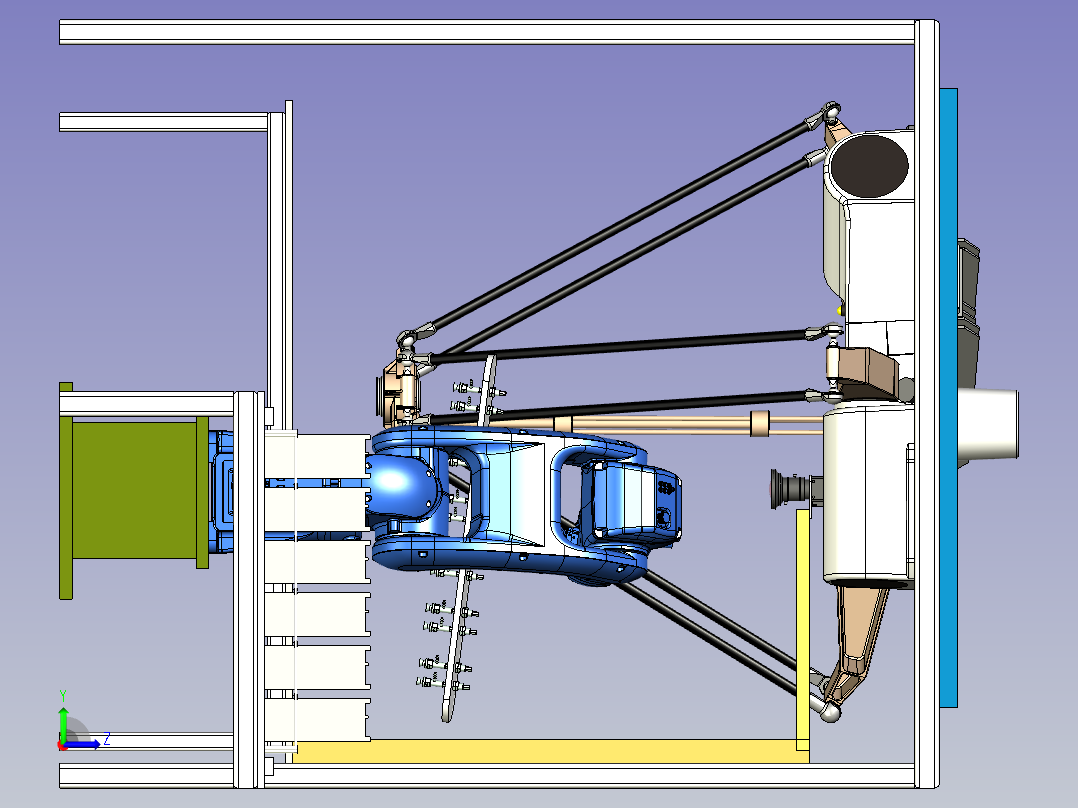 并联机械手+相机对钣金产品检测分选设备设计左视图
