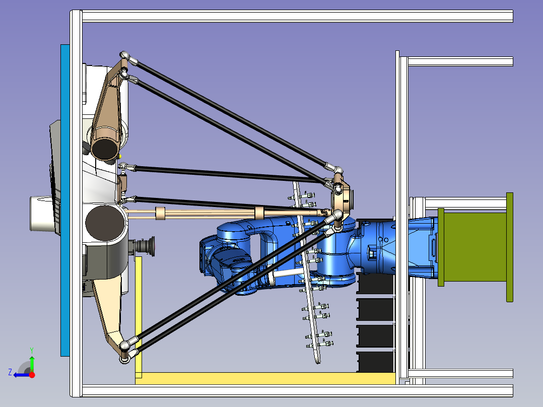 并联机械手+相机对钣金产品检测分选设备设计右视图