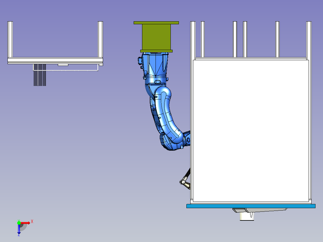 并联机械手+相机对钣金产品检测分选设备设计俯视图