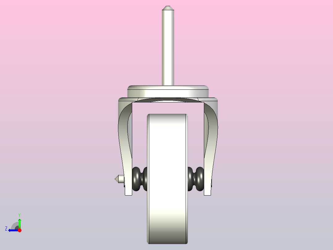 滚动脚轮- 4英寸右视图