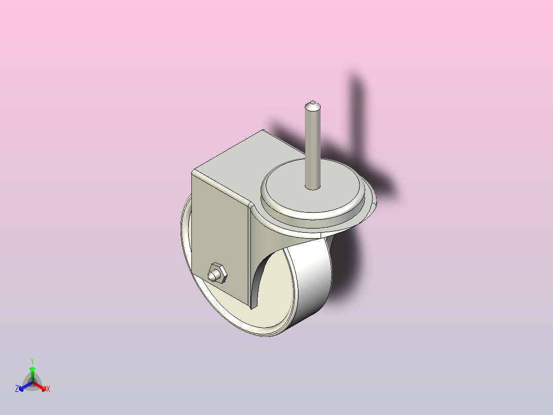 滚动脚轮- 4英寸正等轴测图