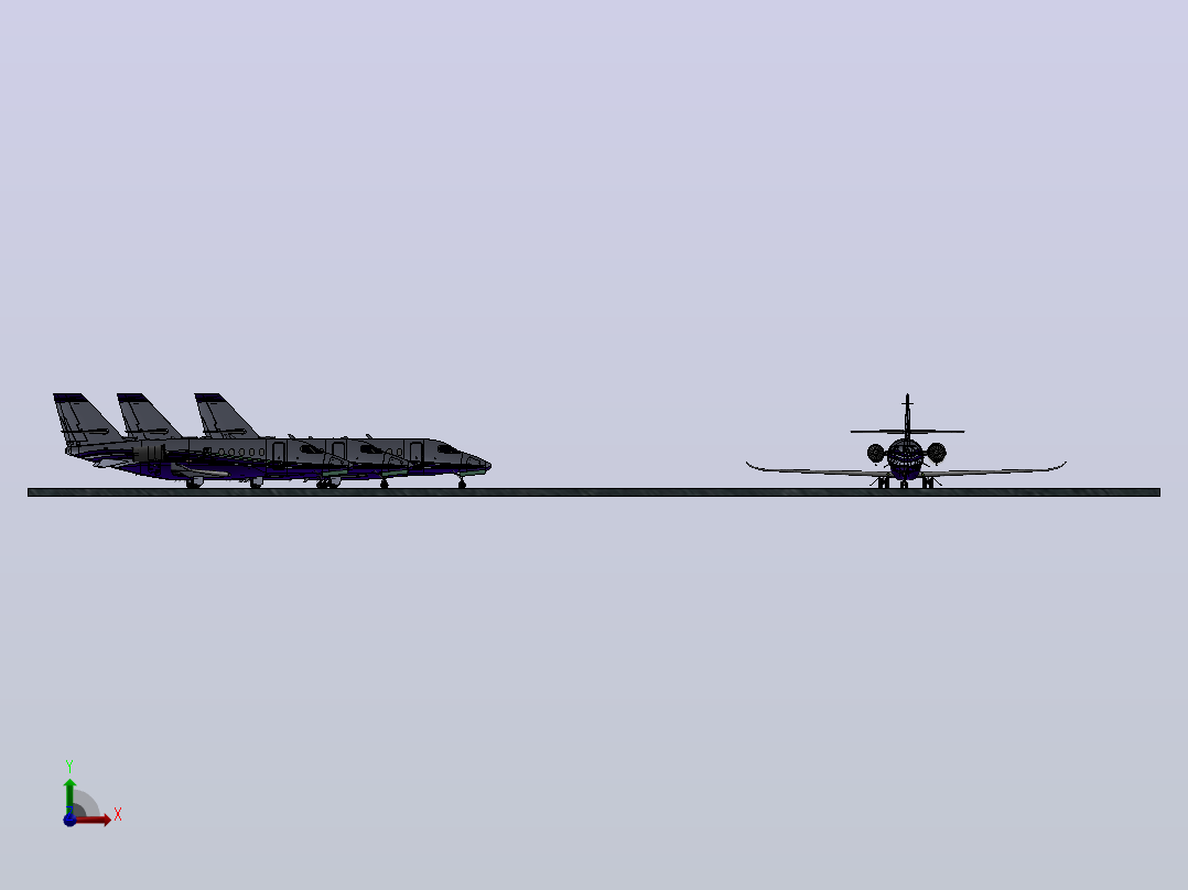 有飞机的空军基地(机场)前视图