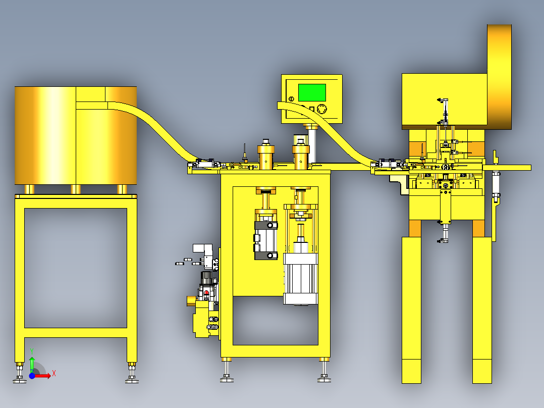 微电机RE260拉咀三撞机（冲孔翻孔冲压）3D模型前视图