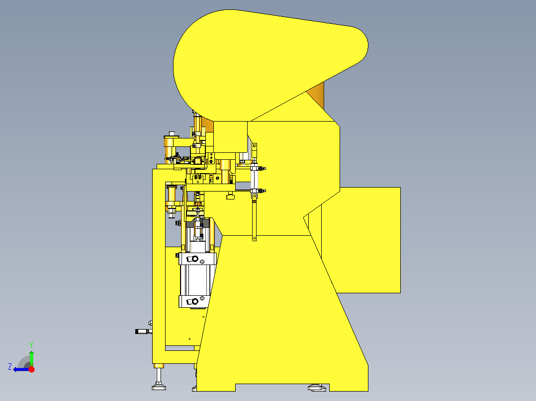 微电机RE260拉咀三撞机（冲孔翻孔冲压）3D模型右视图