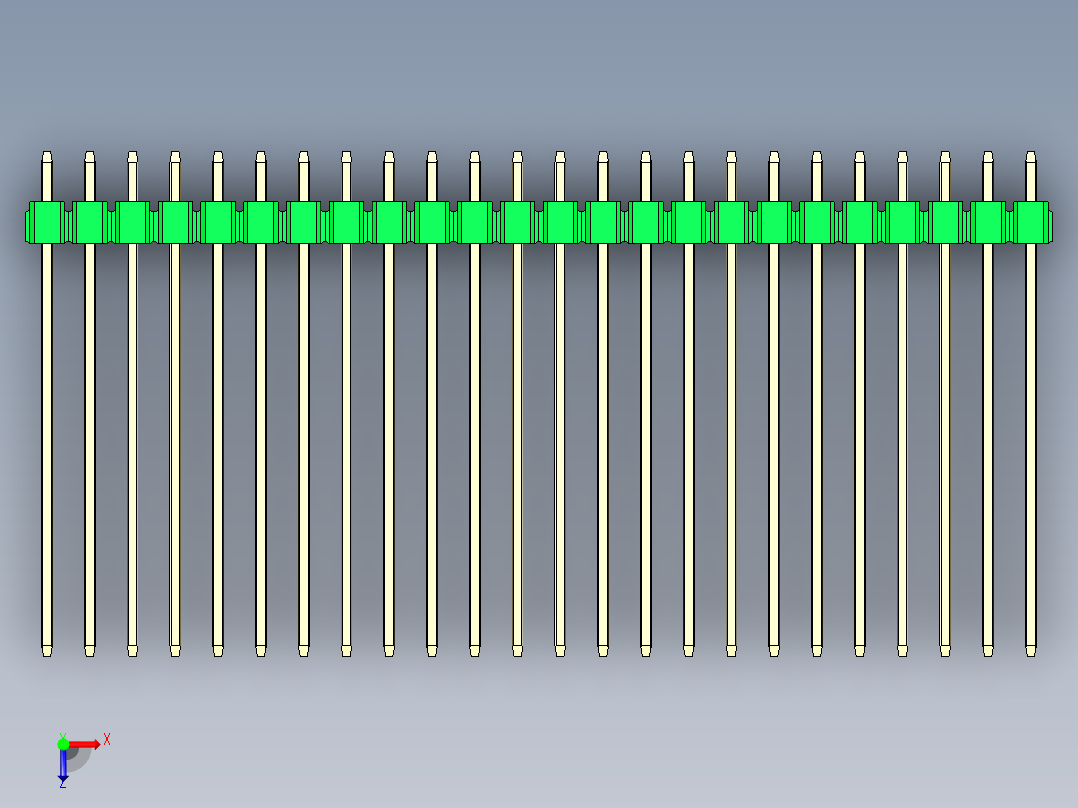 彩色公头100mil（2.54mm）系列-DS1021_green_2x24p_100mil_Type43_rev1.0俯视图