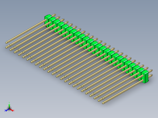 彩色公头100mil（2.54mm）系列-DS1021_green_2x24p_100mil_Type43_rev1.0正等轴测缩略图