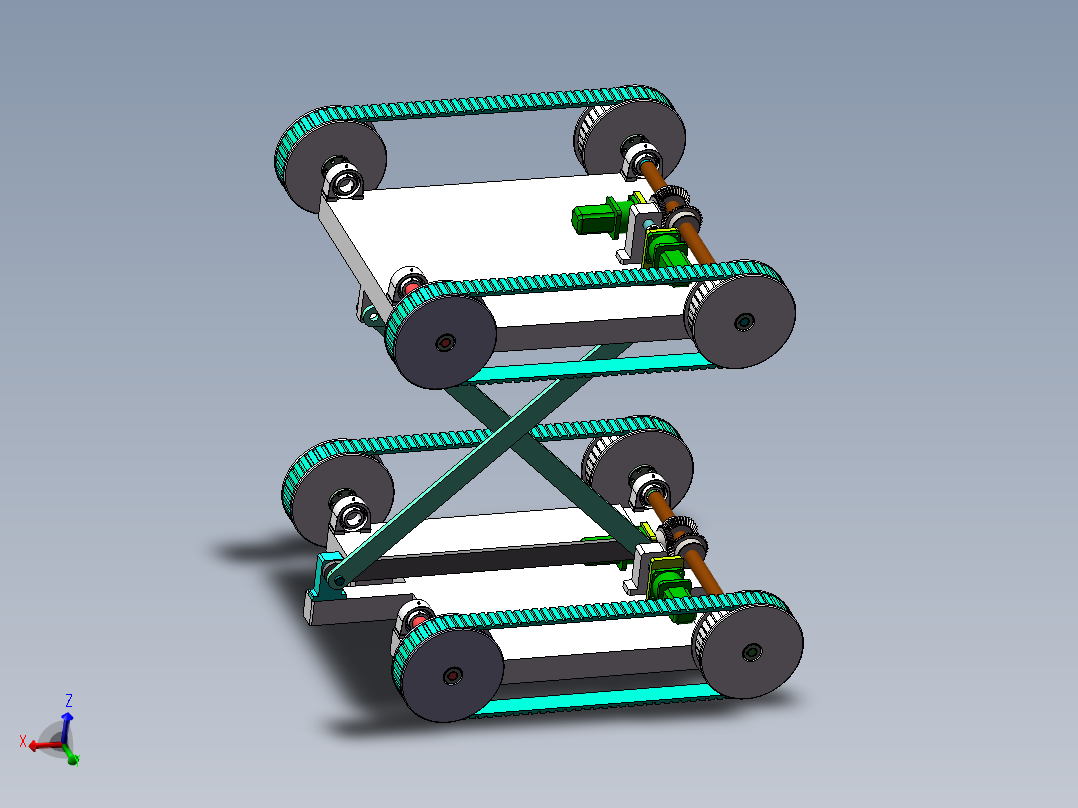 Q113-反平行四边形轮式移动机器人的设计【三维SolidWorks】主视图