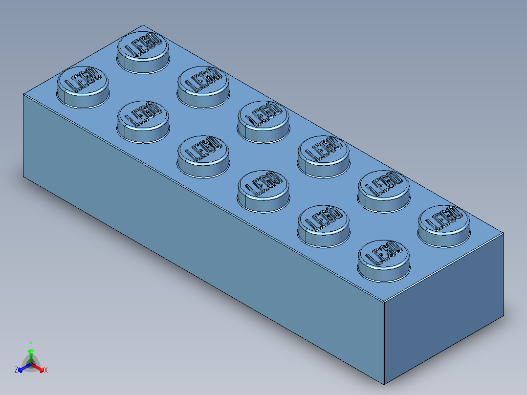 乐高套装 4421基本积木-6162897 - 2456 - 44237 Medium Blue Brick 2 x 6.STEP正等轴测图