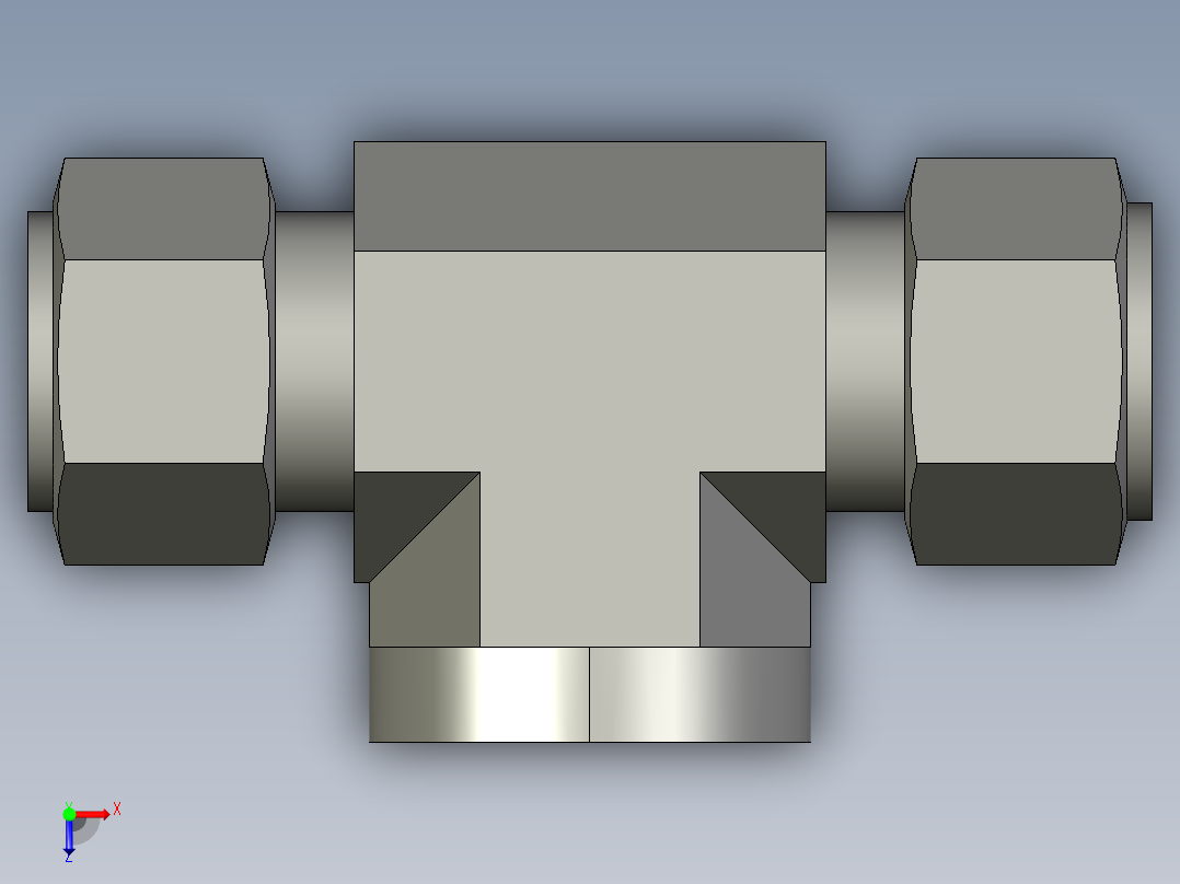 卡套式工业通用硬管接头16_obu-s俯视图