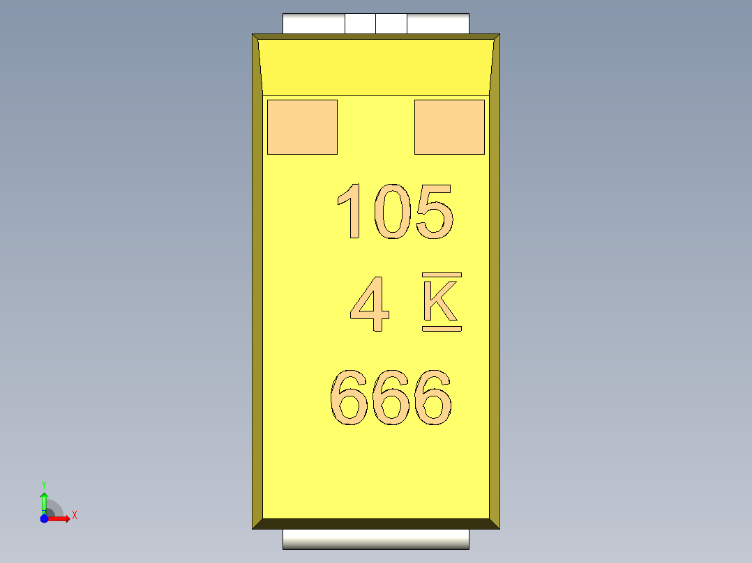 钽表面贴装电容，尺寸A（EIA 3216-18）长3.2 x宽1.6 x高1.6毫米前视图