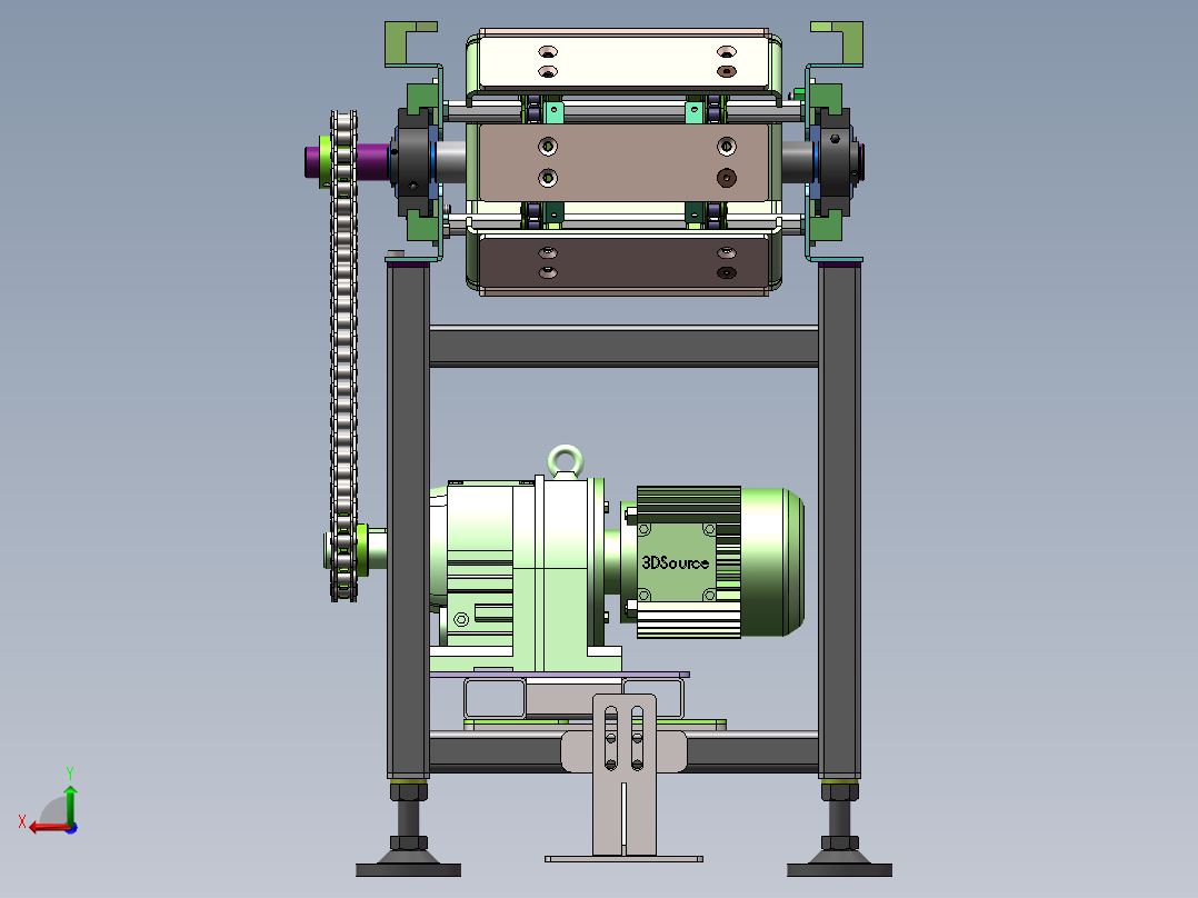 输送线-板链线sw20可编辑后视图