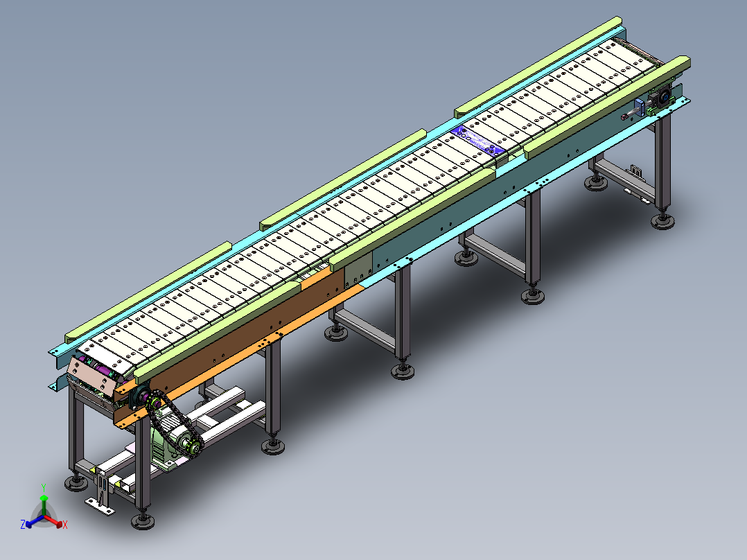 输送线-板链线sw20可编辑正等轴测图