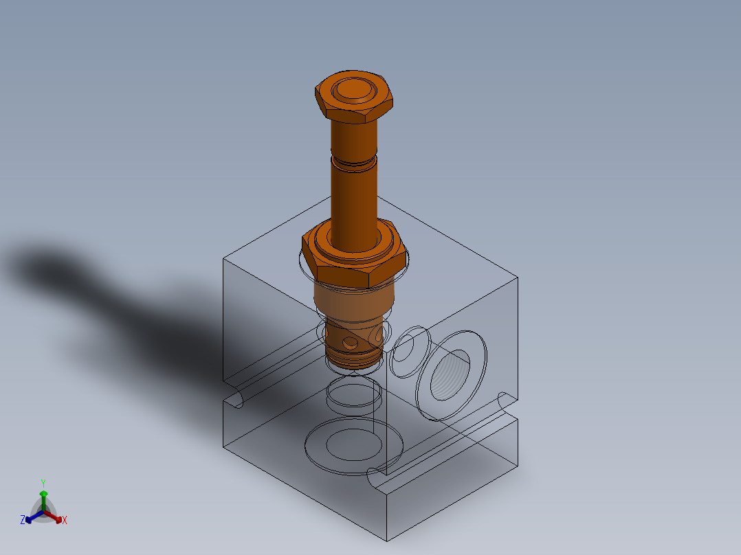 插装阀腔正等轴测图