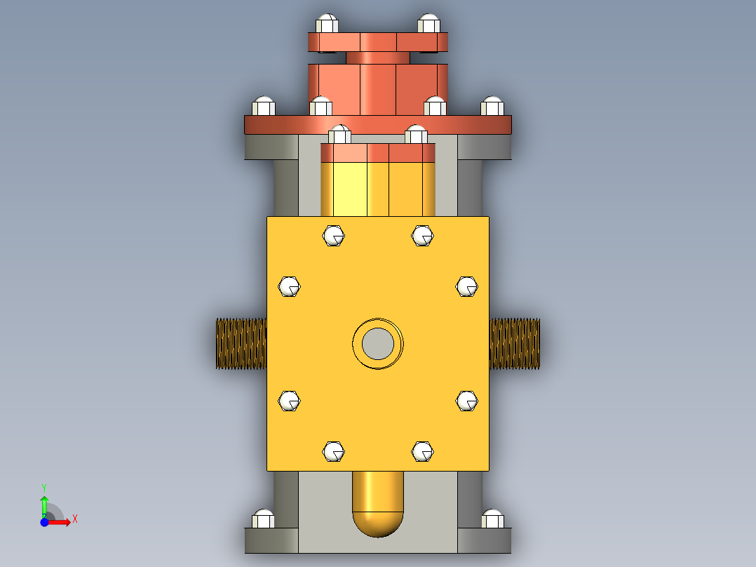 蒸汽机1-cylinder-balanced-beam-steam-模型格式为 stp creo前视图