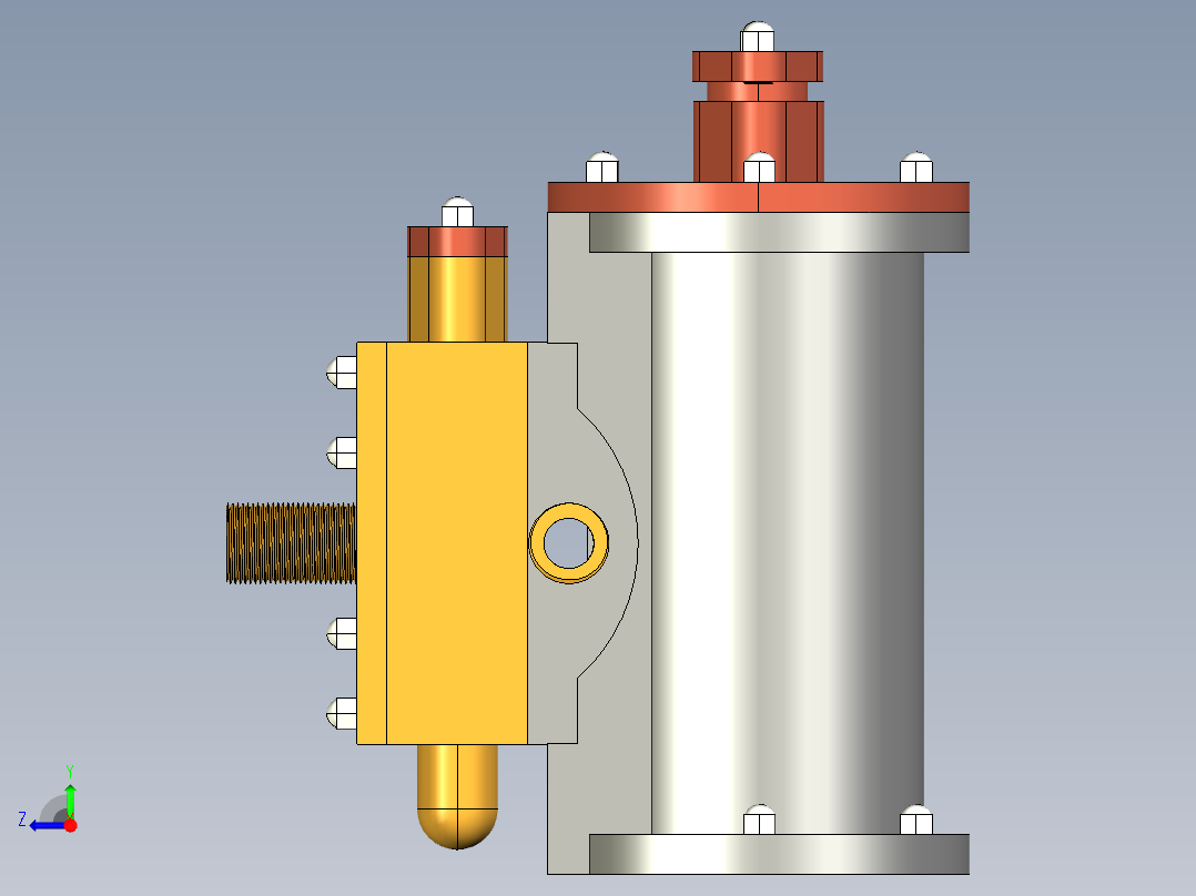 蒸汽机1-cylinder-balanced-beam-steam-模型格式为 stp creo右视图