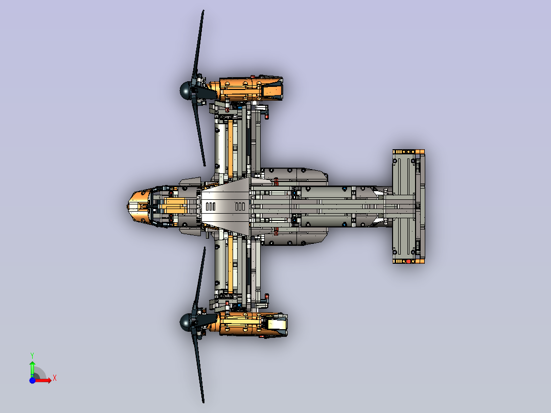 LEGO 42113鱼鹰直升机拼装模型3D图纸 STP格式前视图