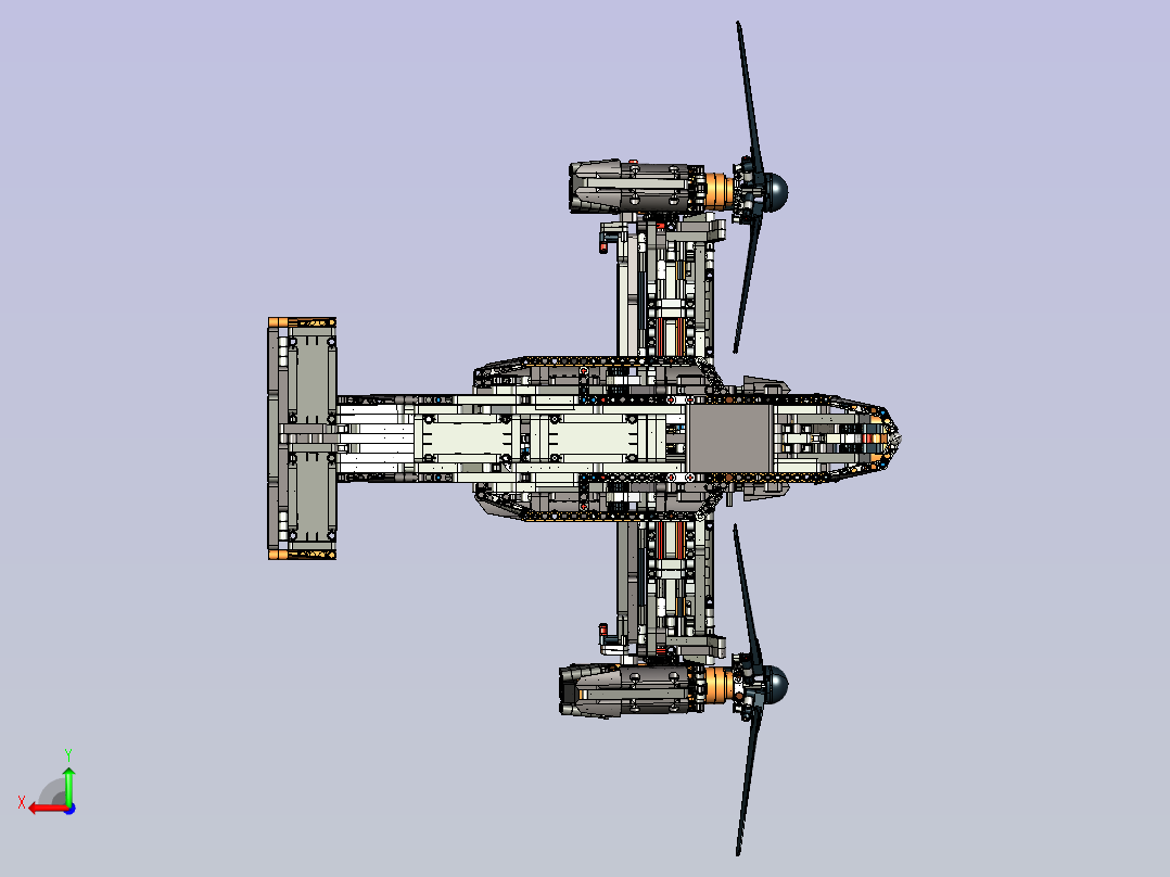 LEGO 42113鱼鹰直升机拼装模型3D图纸 STP格式后视图