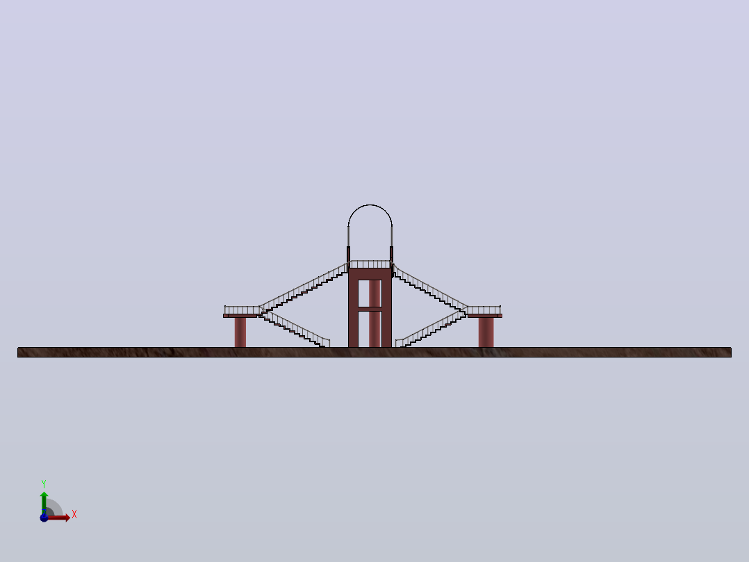 人行天桥3D数模图纸 Solidworks设计前视图