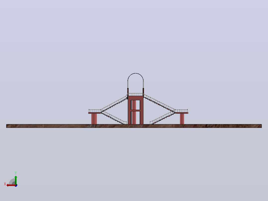 人行天桥3D数模图纸 Solidworks设计后视图